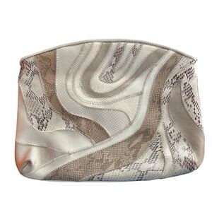 Chic Cream and Brown Patterned Clutch